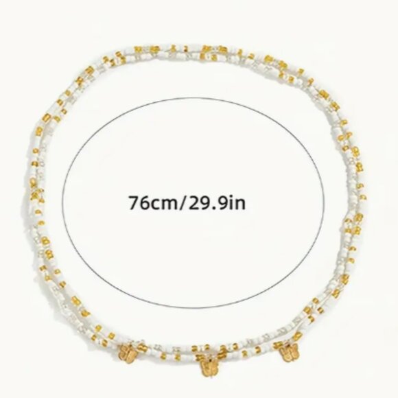 Beaded 2pc Layered Butterfly Charms Waist Body Jewelry - Picture 3 of 3